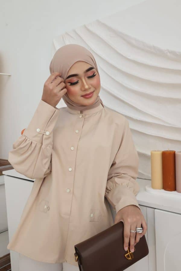 Zara Suit Shirt in Sand White