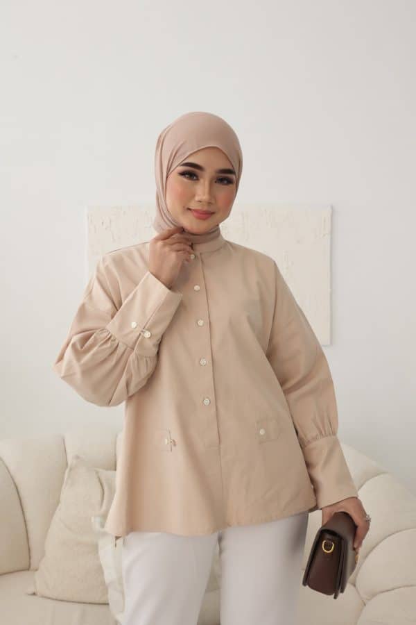 Zara Suit Shirt in Sand White - Image 2