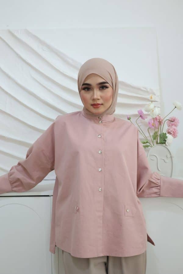 Zara Suit Shirt in Ash Rose - Image 2
