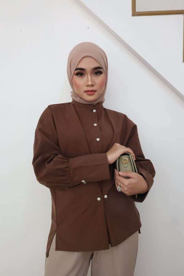 Zara Suit Shirt in Burnt Umber