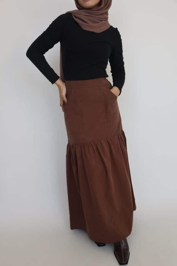 Sandy Plain Skirt in Burnt Umber