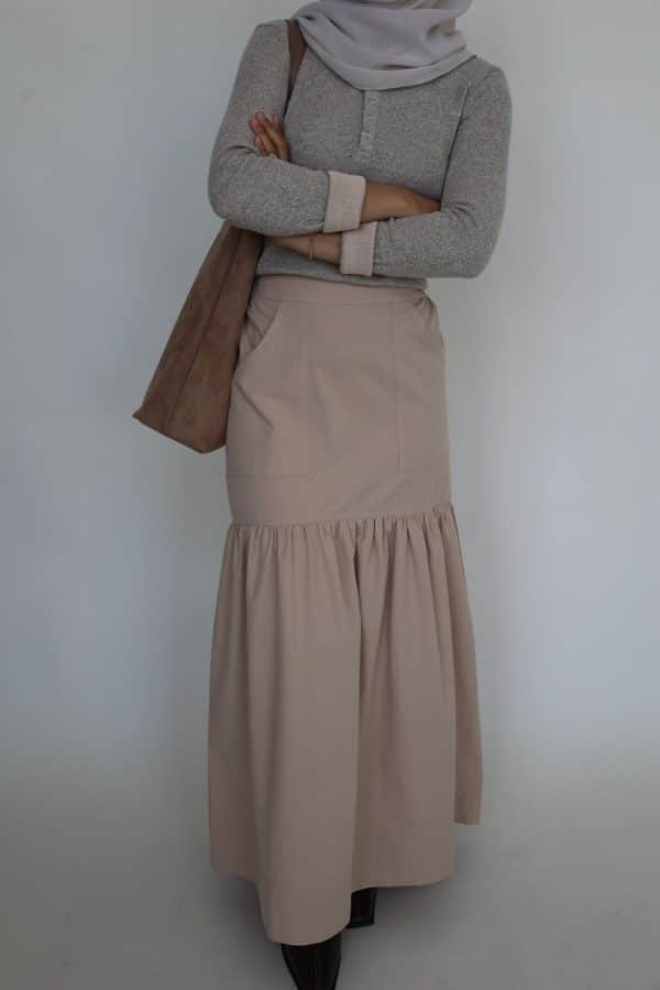 Sandy Plain Skirt in Sand White